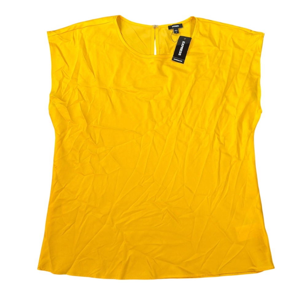 Express Womens Cap Sleeve Keyhole Back Yellow Blouse Size Size M